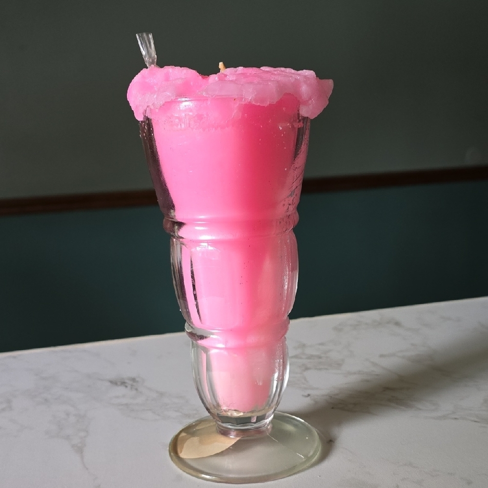 Vibrant Pink Ice Cream Soda Candle Decorations Centerpiece